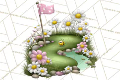 Whimsical Country Club Golf Clipart Argyle PNG Product Image 5