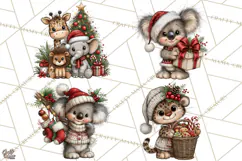 Jungle Christmas Clipart, Christmas Jungle Animals PNG Product Image 1