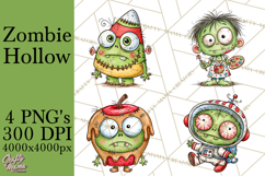 Zombie Hollow Cute Zombie Halloween Clipart PNG Product Image 1