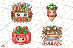 Christmas School Supplies & Teacher Clipart Product Image 1