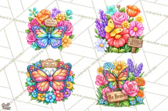 Colorful Butterfly Inspirational Clipart PNG, Floral Png Product Image 1