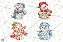 Patterned Snowman Christmas Clipart PNG Product Image 1