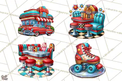 Retro Diner Clipart PNG 1950s Vintage Food Jukebox Product Image 1