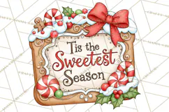 Gingerbread Christmas Signs PNG, Cute Christmas Sayings Product Image 2