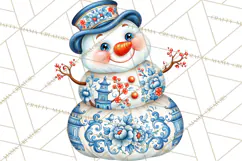 Patterned Snowman Christmas Clipart PNG Product Image 2
