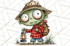 Zombie Hollow Cute Zombie Halloween Clipart PNG Product Image 2