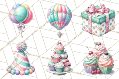 Cute Birthday Party Clipart PNG | Birthday Cake Graphics Product Image 2