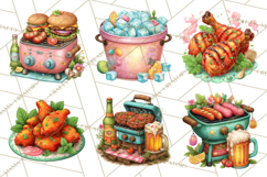 Girls Back Yard Barbecue Girly Grilling BBQ Clipart Product Image 2