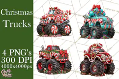Christmas Monster Truck Clipart PNG Product Image 1