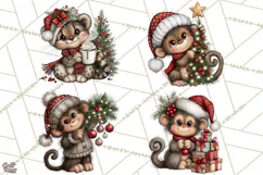Jungle Christmas Clipart, Christmas Jungle Animals PNG Product Image 1