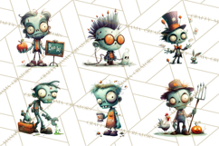 Cute Halloween Zombie Clipart PNG Product Image 2