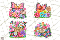 Colorful Butterfly Inspirational Clipart PNG, Floral Png Product Image 1