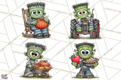 Halloween Farmhouse Monsters Clipart, Cute Halloween Farm Product Image 1