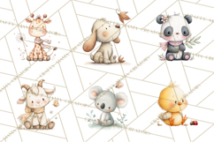 Whimsical Watercolor Woodland Animal Clipart PNG Product Image 2
