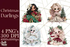 Whimsical Christmas Girls PNG Clipart, Holiday Characters Product Image 1