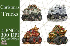 Christmas Monster Truck Clipart PNG Product Image 1