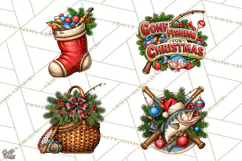 Christmas Fishing Clipart PNG Product Image 1
