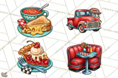 Retro Diner Clipart PNG 1950s Vintage Food Jukebox Product Image 1
