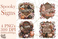 Retro Halloween Sign Clipart PNG Product Image 1