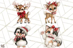 Peppermint Pals Christmas Animal Clipart PNG, Cute Candy Product Image 1