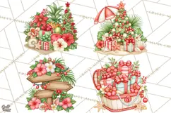 Tropical Christmas Beach Clipart PNG, Christmas Beach Decor Product Image 1