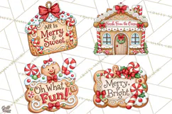Gingerbread Christmas Signs PNG, Cute Christmas Sayings Product Image 1