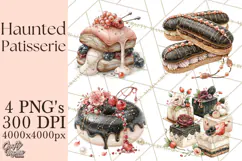 Haunted Patisserie PNG Clipart, Elegant Halloween Desserts Product Image 1
