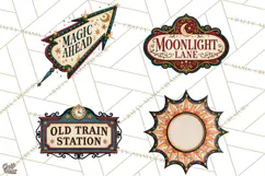 Vintage Halloween Signs PNG, Vintage Halloween Magic Clipart Product Image 1