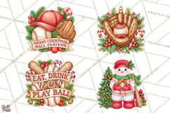 Christmas Baseball Clipart PNG Product Image 1
