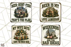 Vintage Man Cave Funny Clipart, Beer Png, Hunting, Bar Sign Product Image 1