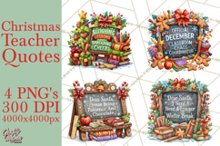 Christmas Teacher Chalkboard Quote PNG Product Image 1