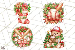 Christmas Baseball Clipart PNG Product Image 1