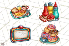 Retro Diner Clipart PNG 1950s Vintage Food Jukebox Product Image 1
