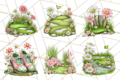 Whimsical Country Club Golf Clipart Argyle PNG Product Image 5