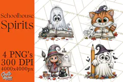 Schoolhouse Spirits, Halloween School Clipart PNG Product Image 1