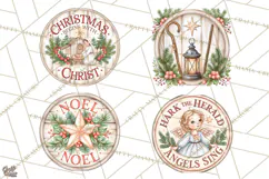 Religious Christmas Nativity Round Sign Clipart PNG Product Image 1
