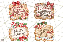 Gingerbread Christmas Signs PNG, Cute Christmas Sayings Product Image 1