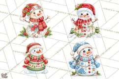 Patterned Snowman Christmas Clipart PNG Product Image 1