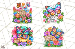 Colorful Butterfly Inspirational Clipart PNG, Floral Png Product Image 1