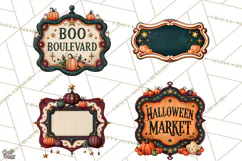 Vintage Halloween Signs PNG, Vintage Halloween Magic Clipart Product Image 1
