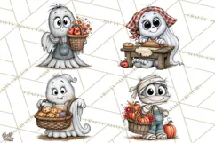 Halloween Farmhouse Monsters Clipart, Cute Halloween Farm Product Image 1