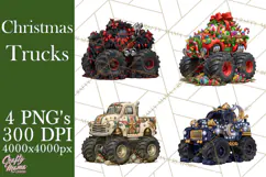 Christmas Monster Truck Clipart PNG Product Image 1