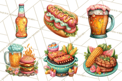 Girls Back Yard Barbecue Girly Grilling BBQ Clipart Product Image 4