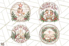 Religious Christmas Nativity Round Sign Clipart PNG Product Image 1