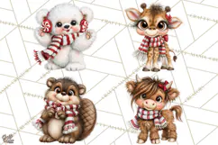 Peppermint Pals Christmas Animal Clipart PNG, Cute Candy Product Image 1
