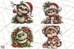 Jungle Christmas Clipart, Christmas Jungle Animals PNG Product Image 1