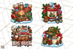 Christmas Hunting Clipart Santa Deer PNG Product Image 1