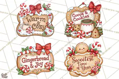 Gingerbread Christmas Signs PNG, Cute Christmas Sayings Product Image 1
