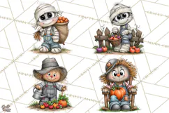 Halloween Farmhouse Monsters Clipart, Cute Halloween Farm Product Image 1