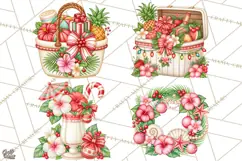 Tropical Christmas Beach Clipart PNG, Christmas Beach Decor Product Image 1